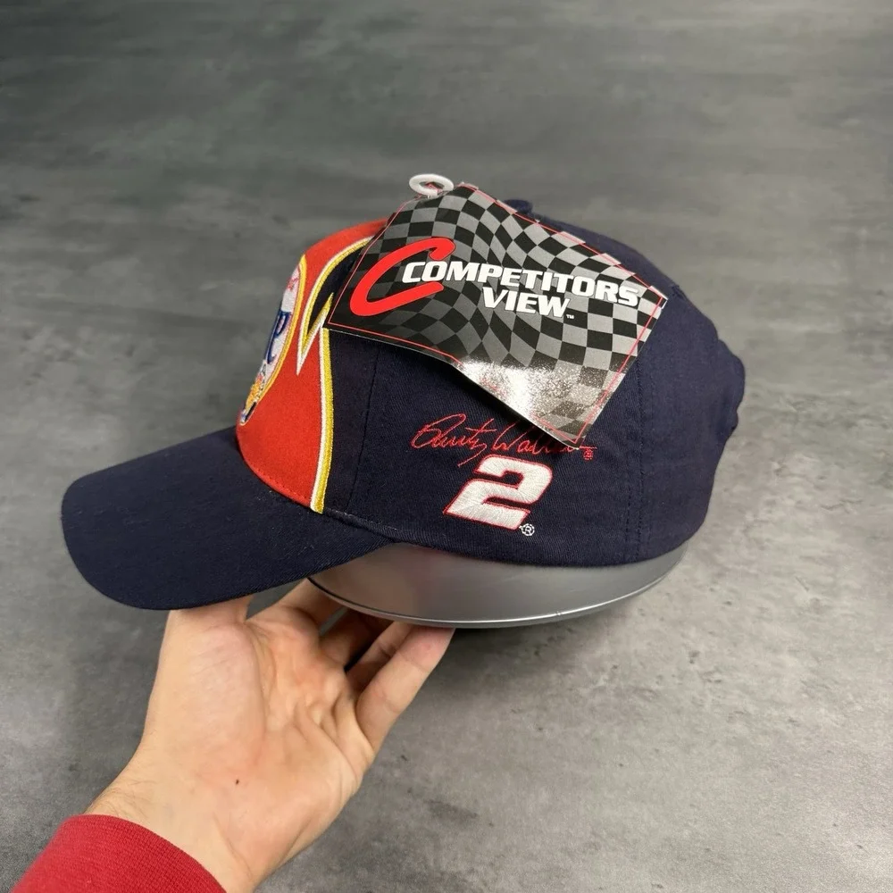 Vintage Miller Lite Hat Navy Red Gold NASCAR Rusty‎ Wallace Trucker Beer Promo